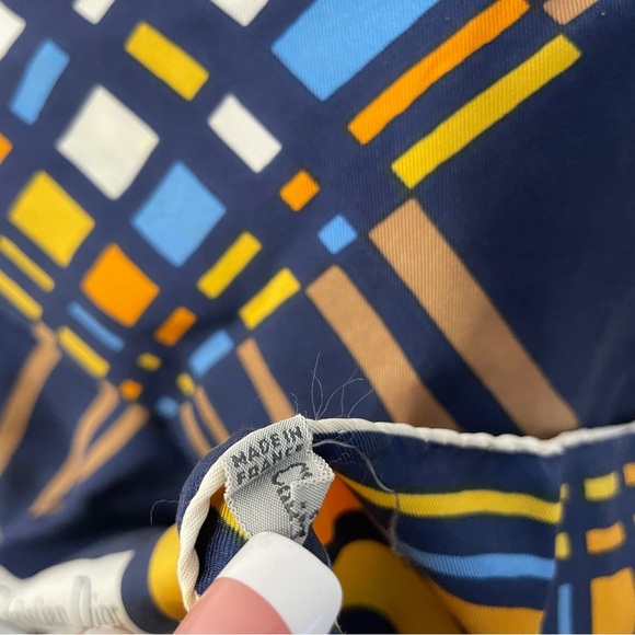 Dior Blue and Yellow Plaid 100% Silk Scarf - Picture 6 of 7